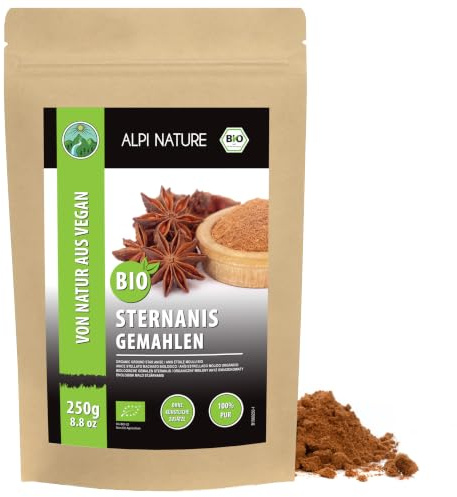 Alpi Nature Stjärnanis Malen BIO 250g, Ekologiskt Stjärnanis Pulver För Matlagning Och Glögg