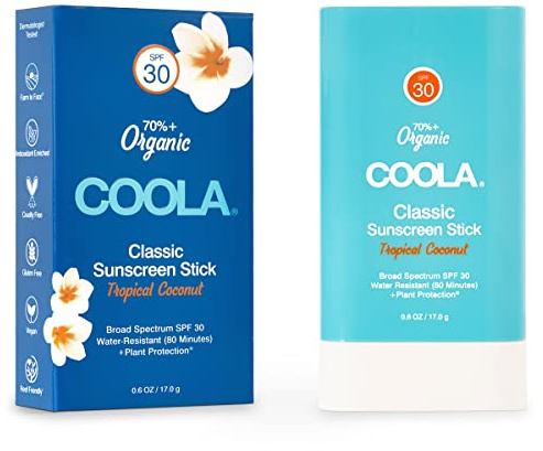 COOLA Classic Sunscreen Face & Body Stick SPF 30, Tropical Coconut, 17.0g