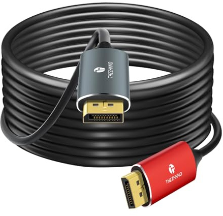 Thzzhnno 4K 8K DisplayPort Glasfaserkabel 30M, Fibre Optic DP auf DP 1.4 Kabel, 8K@30Hz, 4K@120Hz/144Hz, 2K@165Hz/240Hz, 32.4Gbit/s Unterstützung HDR, G-Sync FreeSync für Laptop, PC, TV