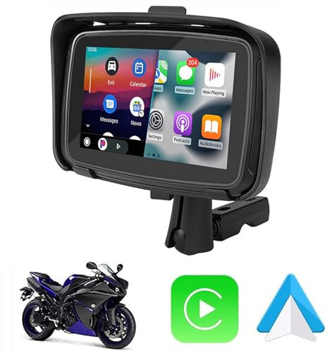 GPS Moto navegación 5 Pulgadas carplay Moto Android Auto Pantalla Impermeable IPX7, Bluetooth Dual, interconexión, instalación antirrobo