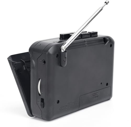 Reproductor de Casetes Portátil, Reproductor de Casetes USB con Radio Am/FM, Diseño de Estilo Retro, Baterías AA, Parlantes Estéreo y Sistemas de Auriculares