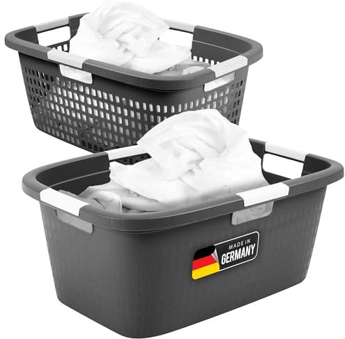 Novaliv Wäschekorb 40L + Wäschewanne 40L, Wäschebox Set Wäscheeimer Wäschebehälter für Bad Wäsche Schmutzwäsche, Wäschekörbe Wäschewanne Laundry Basket Wäschetonne Korb Sammler Box