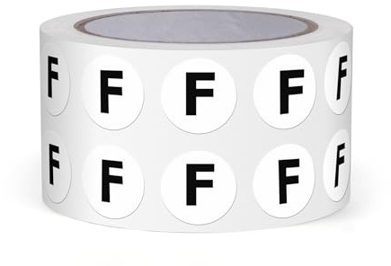 FINDAT 1000PCS Letter F 13mm Round Alphabet Labels Vinyl Circle Stickers Waterproof Self-Adhesive Removable Decals for Office Inventory Business