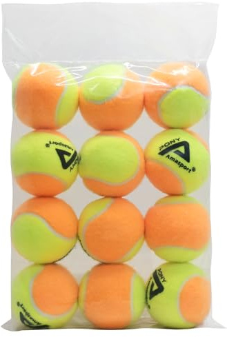 LITIAN 12 Pack Practice Tennis Balls – 50% Slower Orange Tennis Balls for Beginners – Extra Soft, Low Bounce – Great for Dog Play & Outdoor Practice