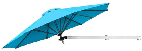 RELAX4LIFE Ombrellone da Giardino a Parete Ø2,4 m, Ombrellone da Balcone con 8 Stecche, Angolo Regolabile, Parasole Impermeabile per Giardino, Cortile e Terrazzo (Turchese)