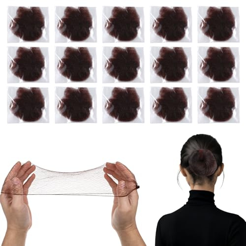 Giantree 50 Stück Bun Netze, Haarnetz Dutt Unsichtbare Haar Netze Wiederverwendbare Feinmaschig Ballettbrötchen Haarnetz Haarnetze Elastische für Krankenschwestern, Tänzerin, Flugbegleiter (Braun)