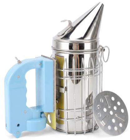 ZenithAur Ahumador de Abejas de Acero Inoxidable con Cámara de de Gran Capacidad para Apicultura y Cosecha de Miel, Calma Las Abejas para un Manejo Seguro, Eléctrico con Carga USB