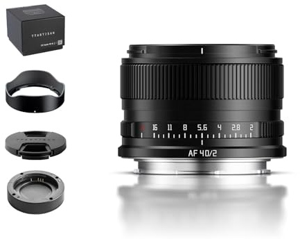 TTARTISAN Objetivo AF de 40 mm f/2 para montura en L, formato completo 40 mm f2 enfoque automático prime para montura L (L, negro)