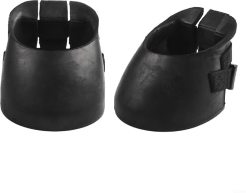 HavenlyCove Rubber Horse Boots Non Slip Hoof-Protection Shoe Covers Guards for Outdoor Equestrian Injury Recovery Support Black 2pcs(S)