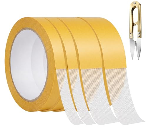 Rairsky 4 Rollos Cinta de Tela de Doble Cara, 1cm x 10m/2.5cm x 10m