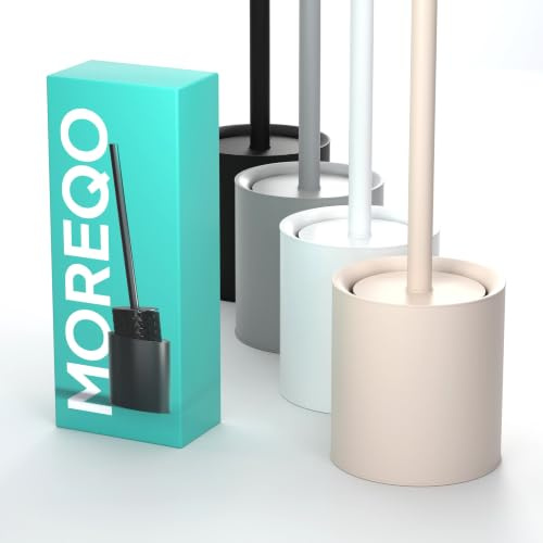 MOREQO - Escobilla de Baño Beige - Escobilla de WC Moderna con Soporte – Set de Baño Sin Taladrar – Escobilla Estilizada Mate
