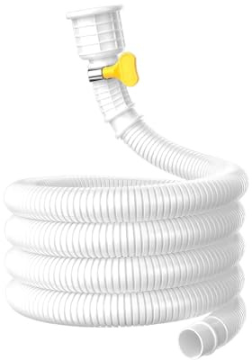 Ctyjia 1 Pieza 1 m Tubo de Drenaje para Aire Acondicionado con Adaptador de Goma Recortable y Abrazadera de Conexión, Blanco