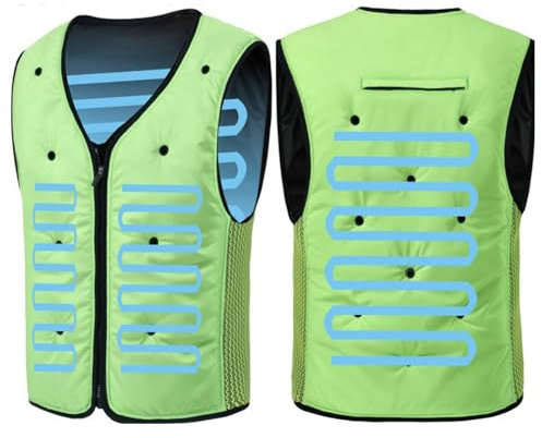 ALMASI Chalecos de enfriamiento por evaporación con inyección de agua de verano, protección solar para trabajadores al aire libre, nuevo aire acondicionado(Green,Large)