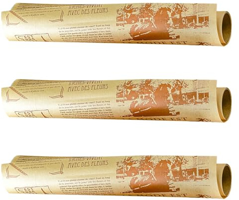 SOLUSTRE Rollo de Papel de Horno Antiadherente Diseño de Periódico, Papel para Hornear 3 Rollos, Resistente Grasa y Fácil de Limpiar para Cocina Diaria y Hamburguesas