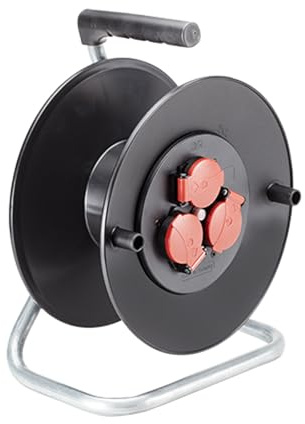 BACHMANN 396.183 Kunststoff-Kabeltrommel leer mit 3 Steckdosen