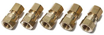 LTWFITTING Brass 1/4-Inch OD x 1/8-Inch Female NPT Compression Connector Fitting(Pack of 5)