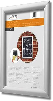 Deflecto Cornice a scatto in formato A3, con clip in alluminio, per certificati, espositori da parete e foto, supporto per poster con comode clip di apertura frontale, colore: argento
