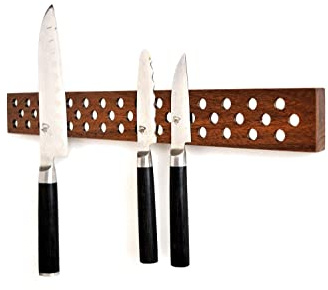 Magnetic Wooden Knife Bar Holder Strip, Cherry or Walnut, 12, 16, 20, or 24 Inch (20 Inch, Walnut)