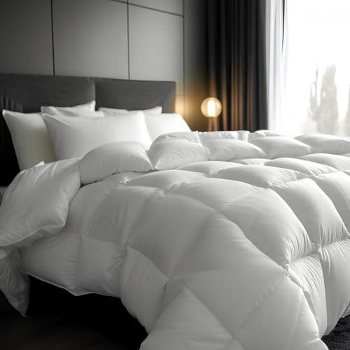 Alpes Blanc - Couette Naturelle Hiver 360 g/m² - Fabrication française - Garnissage 30% Duvet et 70% plumette – Chaude et gonflante