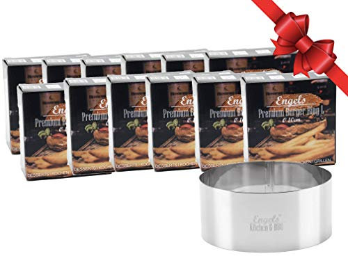 Charma Kaman 12 Stück Ø 10cm Engels Premium Burger Ringe/Dessertringe/Speiseringe (12 L, Metall)