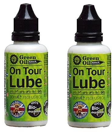 GREEN OIL On Tour Cycle Chain Lube, 30 ml, Pocket Sized, Wet & Dry, Biodegradable, Natural, Eco Friendly, Skin Safe, Free of PTFE PFOA Palm Oil Petroleum, Recycled Refill Bottle, Made in UK - 2 Pack