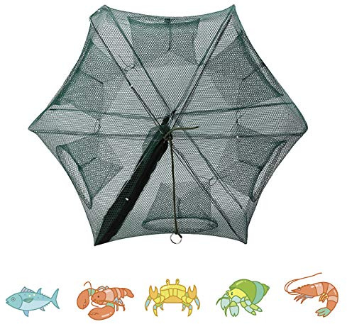 Yosoo Health Gear Nasse à Poisson Pliable avec Fermeture Éclair, Filet de Pêche en Nylon, Piège à Crabes et Crevettes
