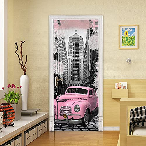 Vinilos Para Puertas 80X200Cm Construcción De Automóviles Vinilo Puerta 3D Pegatinas Para La Renovación De La Puerta Arte Mural Etiqueta Carteles Pegatinas De Pared Diy Decoraciones