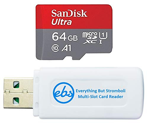 SanDisk 64GB Micro SDXC Ultra Memory Card Class 10 Works with Nintendo Switch OLED Model Gaming System (SDSQUA4-064G-GN6MN) Bundle with (1) Everything But Stromboli SD & MicroSD Memory Card Reader