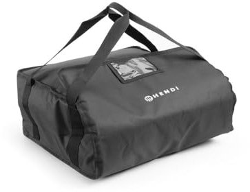 HENDI Pizza Transporttaschen, Pizzatasche, mit transparenter Tasche für Rechnungen, Pizza-Service Taschen, Thermo-Tasche, für 4 Kartons von 45x45 cm, 470x470x(H) 210mm, Schwarz