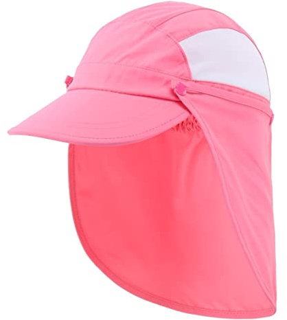 Magracy Outdoor Kids Boys Girls Sun Protection Cap Mesh UPF50+ Neck Flap Hat Quick Dry Sun Hats Pink