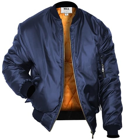 Mega_Jumble Mens Classic Heavy Duty Padded MA1 Workwear Bomber Jacket | Army Pilot Security Doorman Biker Flight Outdoor Casual Retro Scooter Winter Vintage Cargo Zip Up Coat