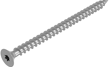 SECCARO Confezione da 75 viti per pannelli truciolare 6 x 90 mm, in acciaio inox V2A VA A2, con filettatura completa, TX/sei panchi concavi