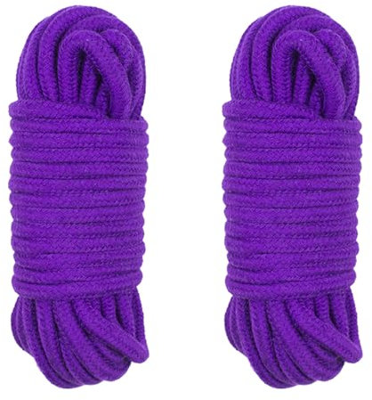 2 Rouleaux Corde en Coton Doux, Épaisseur 6 mm Longueur 10 m, Cordon torsadé épais Multifonctionnel, pour Le Camping, Le Jardinage, Le nautisme, Le tir à la Corde, Les Animaux, l’Escalade(Violet)
