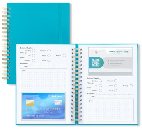 Onesky Business Card Organizer Book & Holder-Credit Card Organizer-Customer Info Tracking and Card Storage-Organizes Business, Credit, Shopping, Reward Cards; Capacity: 64 Cards (Lake green)
