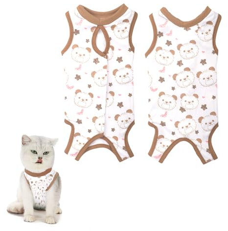 BKEPDY Katzenbody nach OP Erholungsanzug Kleidung Polyester Recovery Kastration Spay Entwöhnung Leckschutz Suit für Katze Bauchwunden oder Hautkrankheiten Soft Home Indoor Pet Kleidung