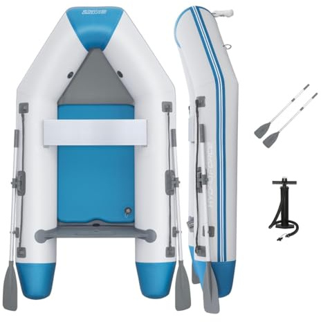 Bestway Hydro-Force Caspian Elite 2 Person Inflatable Boat, Blow Up Boat, Inflatable Tender with Oars and Hand Pump