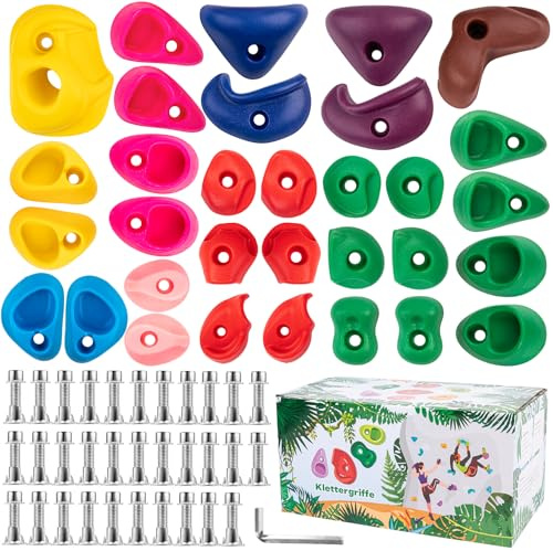 CIMOYBAI 32 Piezas Soportes Escalada, Piedras Escalada Niños, Soportes Escalada para Jugar Torre Y Pared Escalada, Cumpleaños para Niños