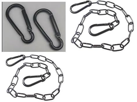 2 Pcs Gate Chain Lock,Black Metal Chain ，Stainless Steel Gate Link Chain Lock with 2 Detachable Carabiners for Outdoor Fences, Pet Cages, Horse Goat Cow Corrals（20 Inch and 24 Inch）