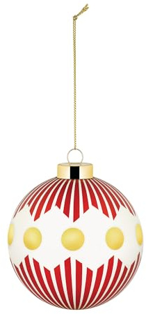Alessi Delight NZ04 1 - Palla per Albero di Natale, in Vetro Soffiato, Diametro 9 cm, Rosso, Bianco, Oro
