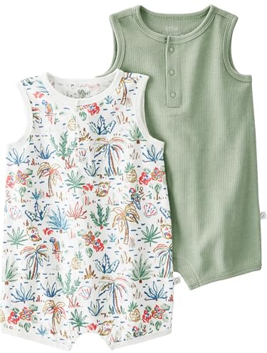 little planet by carter's Baby Romper made with Organic Cotton, Multi Tropical, 12M