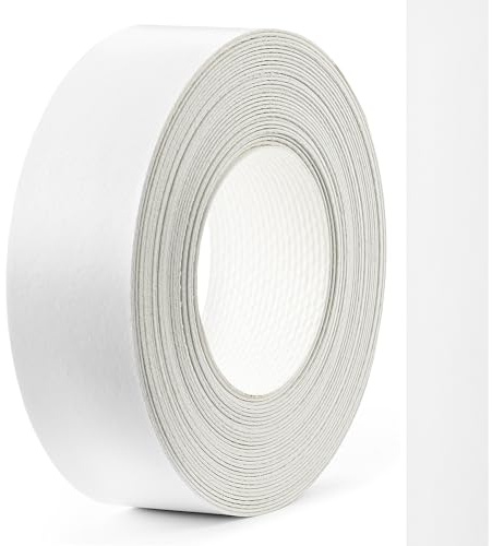 White Self Adhesive Melamine Edge Banding Tape 18mm x 5m, Durable Furniture Edge Trim for Cabinets, Shelves & Panels, Easy to Apply & Cut