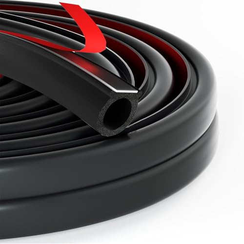 Självhäftande dörrtätning – 15 x 15 mm 8 m D-formad gummitätning, ytterdörr dörrkarmstätning, ljudisolering och vattentät, gummiprofil dörrtätning för bildörr, dörr, fönster
