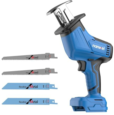 NANWEI Säbelsäge kompatibel mit Makita 18V Akkus, Elektrische Säge mit bürstenlosem Motor, Kleine elektrische Säge, Hubstärke 15mm, Für DIY-Schnitte in Holz, Metall und mehr, Nur Gerät (Ohne Batterie)
