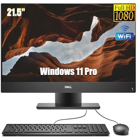 Dell Optiplex 5270 Ordenador de sobremesa Todo en uno, con Monitor de 21,5 '', Intel Core i5-9500, 8 GB de RAM, 256 GB SSD, WiFi, Bluetooth, Teclado QWERTY de EE.UU., Windows 11 Pro(reacondicionado