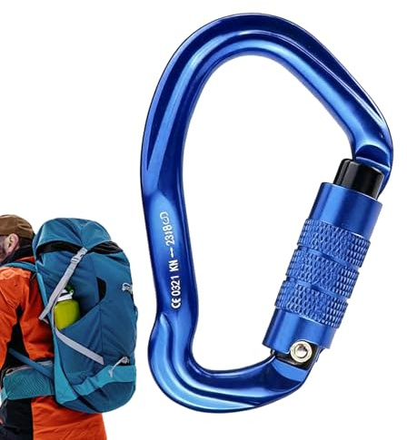 Moschettone da Arrampicata | Chiusure a Bloccaggio Automatico 23KN - In Metallo Per Imbracature Di Sicurezza - per Cordami Amache Animali Domestici Portachiavi Allenamento Discesa in Corda Escursionis