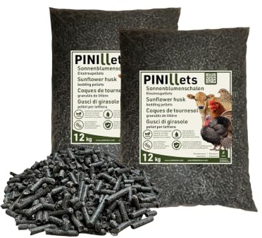 PINI Solrosskålar pellets 24 kg ströpellets strö | naturligt strö absorberande damm låg allergivänlig effektiv luktbindning
