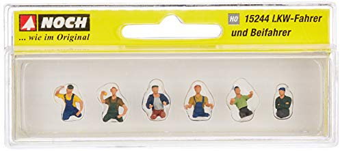 NOCH® H0 Figuren LKW-Fahrer und Beifahrer, sitzende Modellfiguren aus hochwertigem Material ohne Beine für Spur H0, ideal für Dioramen und DIY Projekte