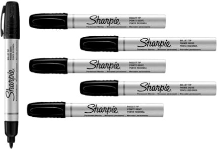 Sharpie Metal Permanent Marker Small Bullet Tip Black Pack of 6aa