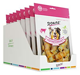DOKAS Getreidefreier Premium Kausnack mit Hühnerbrust für Hunde – Ideal für zwischendurch, 8 x 250 g