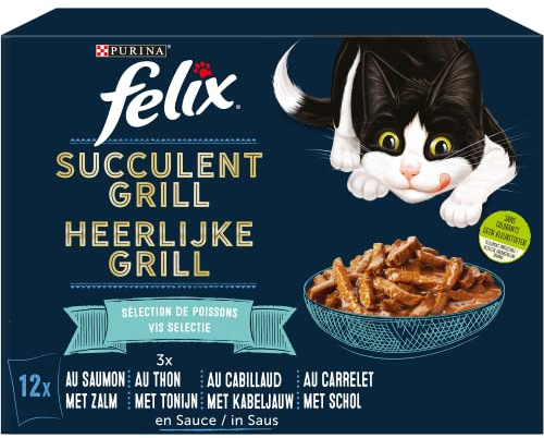 FELIX Succulent Grill - pâtée Chat Sélection Poissons en Sauce - 72 Sachets